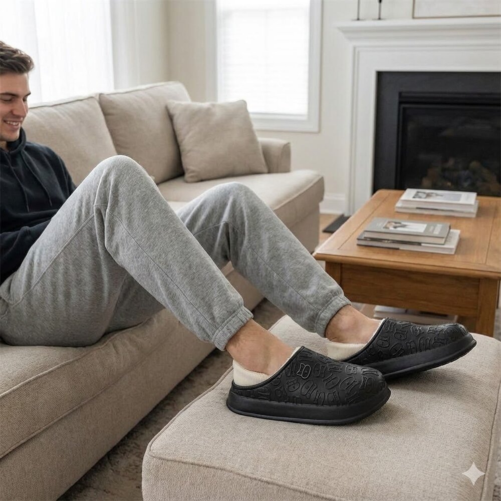 Men's Cozy Bear Embossed Clogs | Waterproof Warm Plush-Lined Winter - Picture 2 of 5